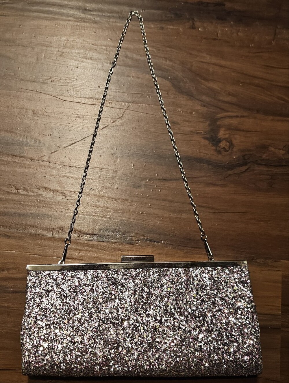Glitter Evening Clutch Bag in Silver-Pink. Very Cute!